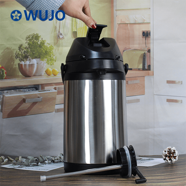 Large Capacity 304 201 Insulated Keep Warm Cold Coffee Thermos Pump Termos Double Wall Stainless Steel AirPot