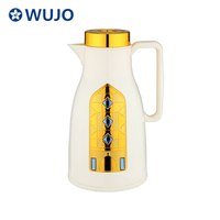 WUJO Red White Electroplate Thermal Plastic Vacuum Flask Coffee Pot with Glass Liner