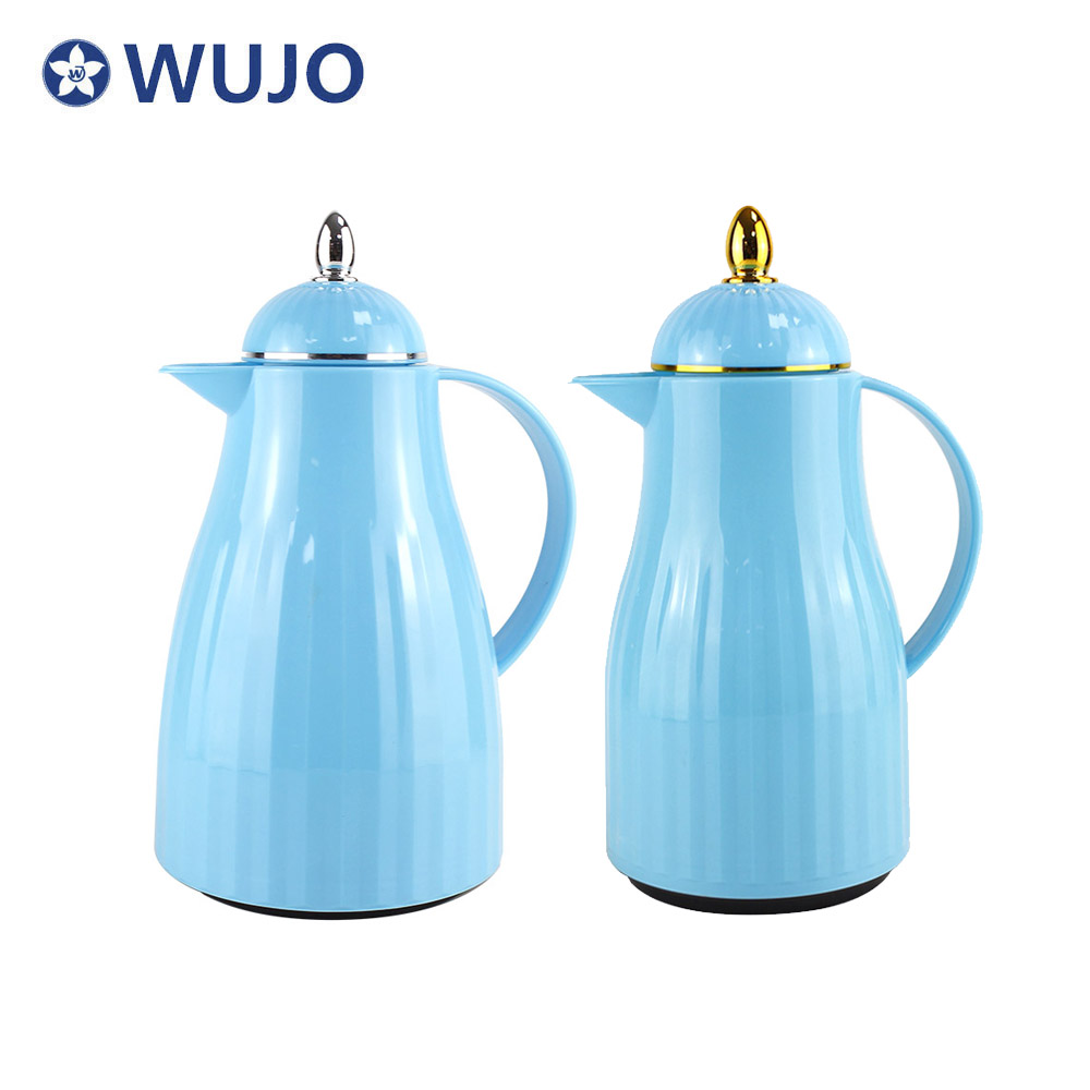 WUJO Manufacturing 0.5L 1L Blue Glass Refill Vacuum Insulated Plastic Thermos 