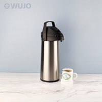 WUJO Glass Liner Stainless Steel Airpot Coffee Dispenser with Pump