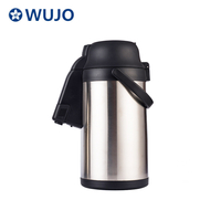 WUJO Double Wall Pump Thermos Stainless Steel Air Pot Vacuum Flask