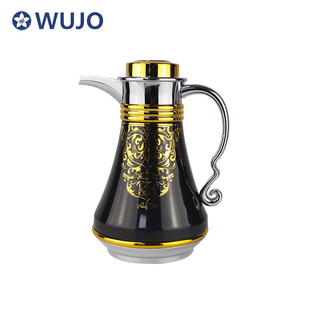WUJO 1L Luxury Dubai Saudi Thermal Vacuum Coffee Jug Flask with Glass