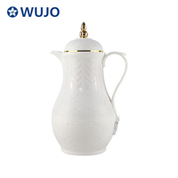 WUJO White Glass Refill 1L High Quality Wholesale Thermo Turkish Plastic Arabic Coffee Pot 