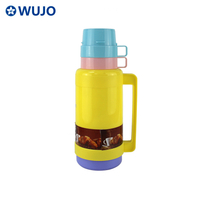 Manufacturer Yellow Hot 24h Thermal Plastic 1L 1.8 Ltr Thermos Flask with Two cups From China WUJO