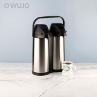 WUJO 24Hr Double Head Glass Lined Airpot Stainless Steel Flask Jug