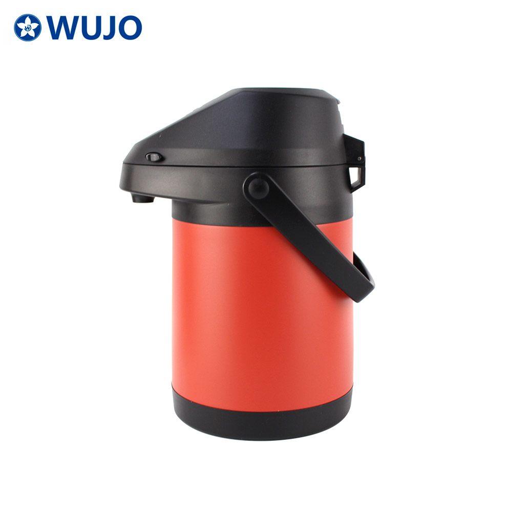 WUJO Silver Stainless Steel Pump Hot Water 4L thermos