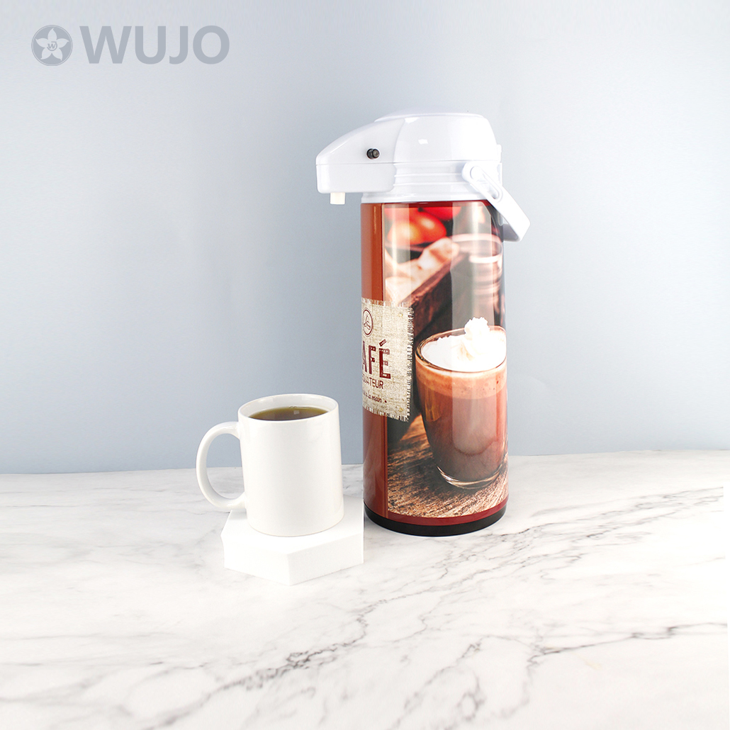 WUJJO Customized Metal Glass Inner Thermal Vacuum Coffee Thermos Pump